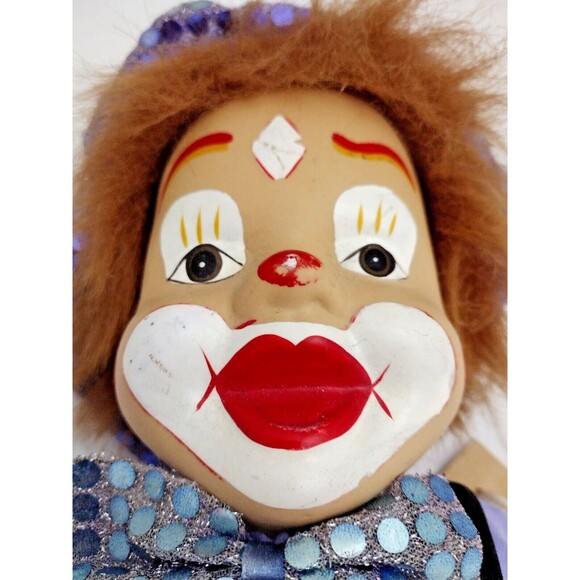 VTG Porcelain Cloth Clown Marionette 22" On Swing Face Halloween Puppet READ - Picture 8 of 10